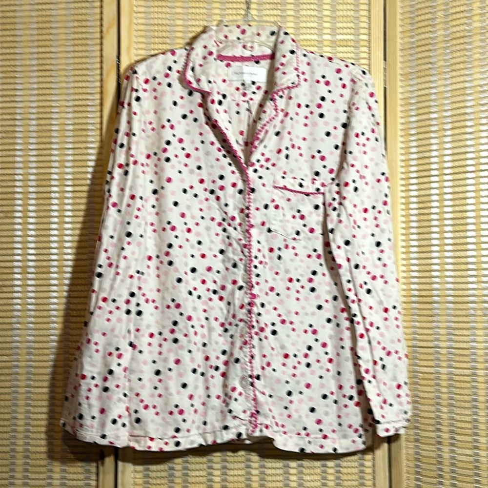Victoria's Secret White Polka Dots Button Up Pajama PJ Top Cotton Medium